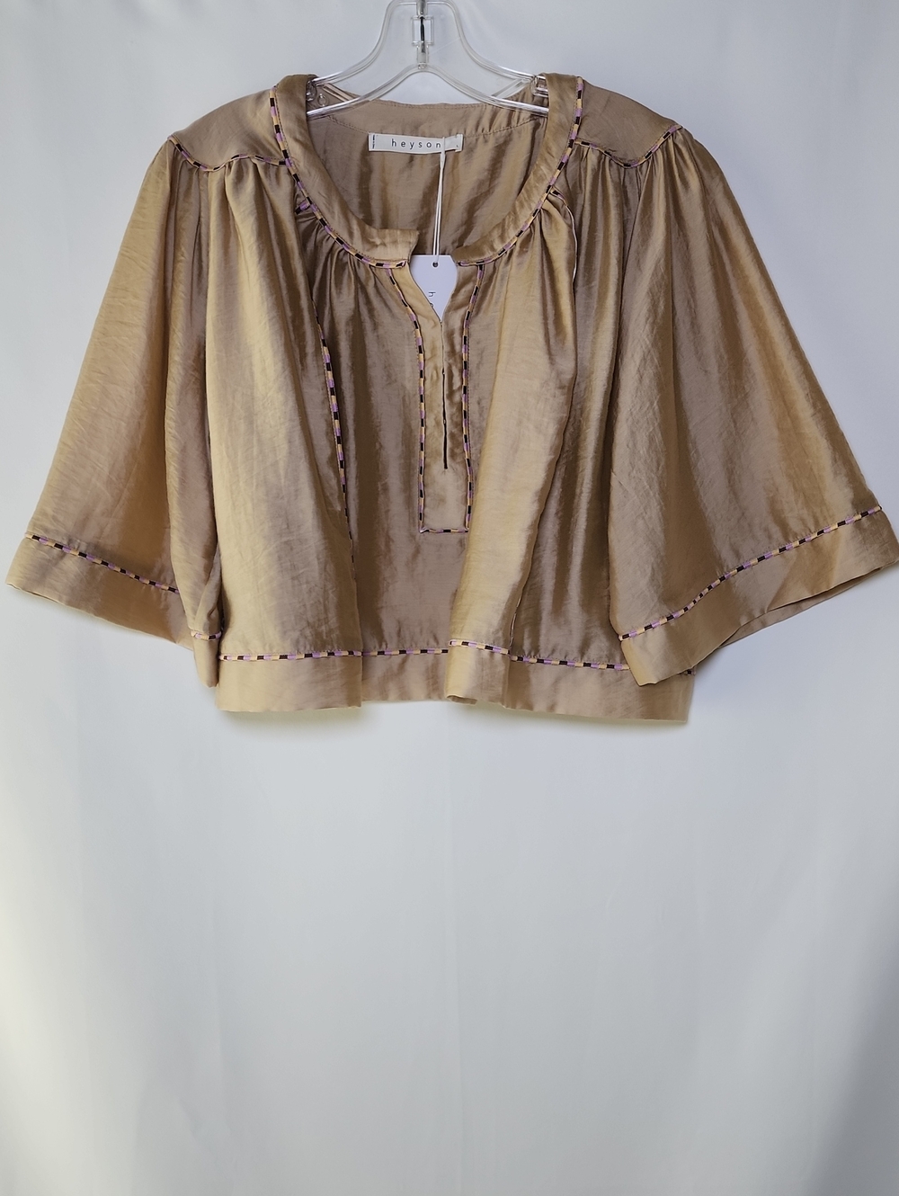 HEYSON | Taupe Bell Sleeve Cropped Top